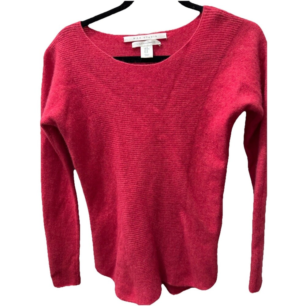 Gorgeous Women's Max Studio 2-Ply Cashmere Ribbed Sweater Pullover  Medium